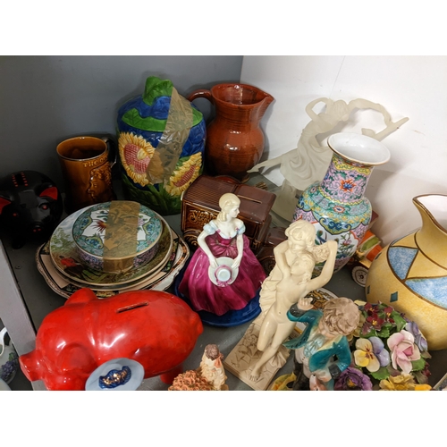 209 - A mixed lot to include Japanese porcelain, figures to include Coalport ladies, Thorntons teapot and ... 