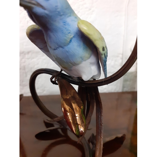 317 - Two Albany painted porcelain models of birds on bronze stands A/F 
Condition: one has a foot missing... 