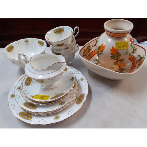 135 - A Shelley late Foley part tea set, together with a Quimper ware bowl and vase Location: G