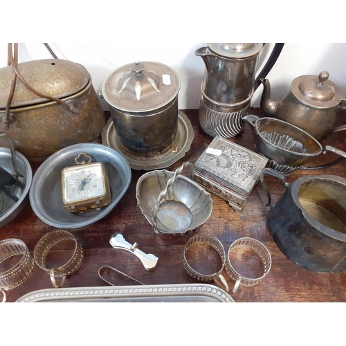 142 - A quantity of miscellaneous silver plate and metalware to include a coffee pot together with an Arks... 