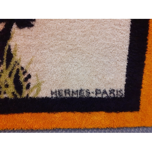 83 - Hermes-A bath towel depicting a zebra, mounted on board, 130cm x170cm. Location:A1B