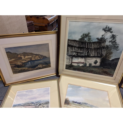 175 - Two early 20th century watercolours RE - a coastal scene, MS - a river scene, SP Jefferies - a lands... 