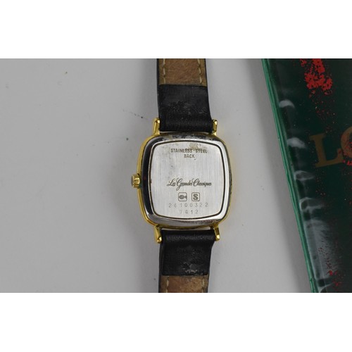 361 - An Omega quartz ladies gold and stainless steel wristwatch having a white enamel dial with gilt bato... 