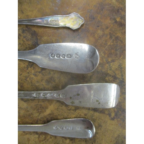 410 - A selection of Georgian, Victorian and later silver spoons and a fork, mixed dates and makers, total... 