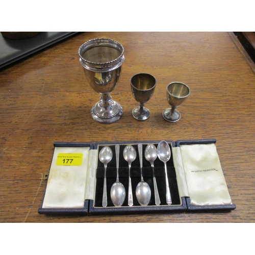 177 - Silver to include a set of six Elizabeth II teaspoons, Birmingham 1959 maker's mark for Turner & Sim... 