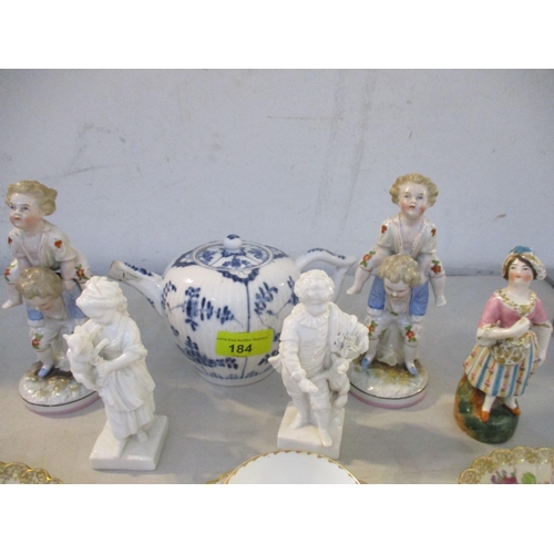 184 - A selection of 19th century and later European ceramics and figurines to include a Meissen teapot, a... 