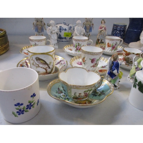 184 - A selection of 19th century and later European ceramics and figurines to include a Meissen teapot, a... 