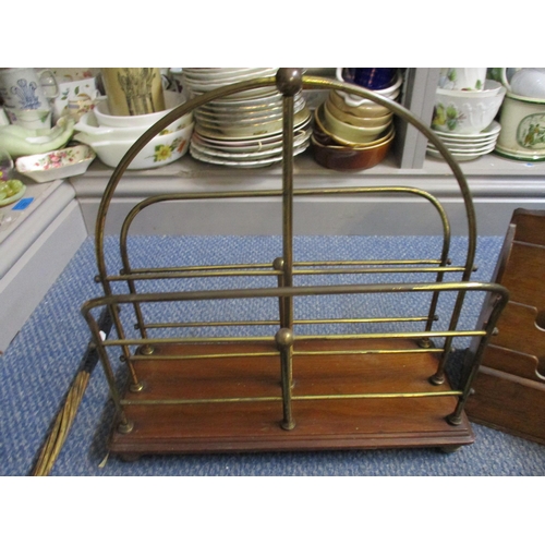 190 - A mixed lot to include a mahogany letter rack, a metronome, and an oak desk date calendar, a brass a... 