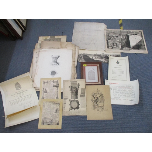 265 - A mixed lot of architectural prints, plans and other items to include certificates qualifying for th... 