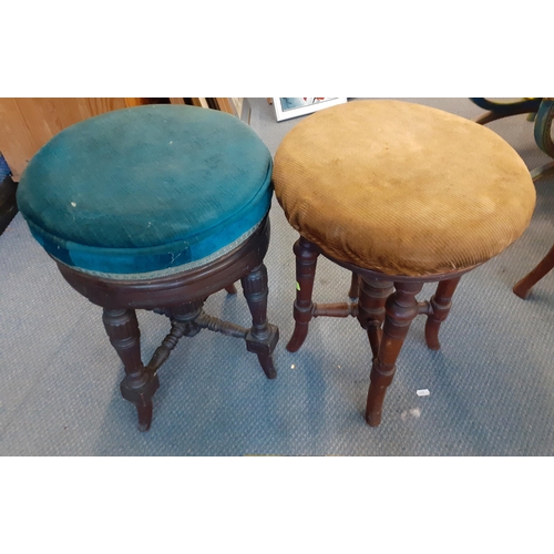 309 - A large quantity of vintage stools, most requiring attention and other items to include a laminated ... 