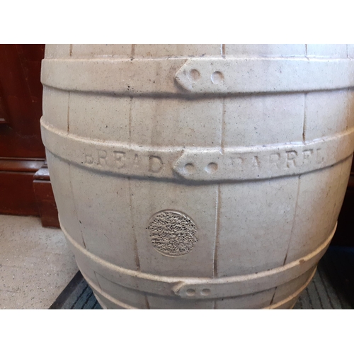 332 - Two 19th century pottery 'Bread' storage barrels A/F, 54cm h x 332cm dia at the top, varying in desi... 