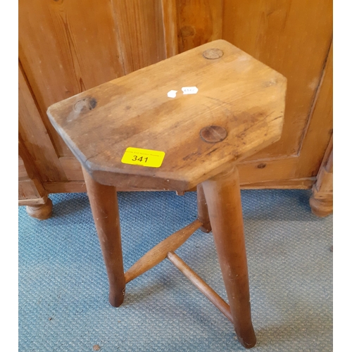 341 - A rustic French three legged stool, 48cm h
Location: FSR