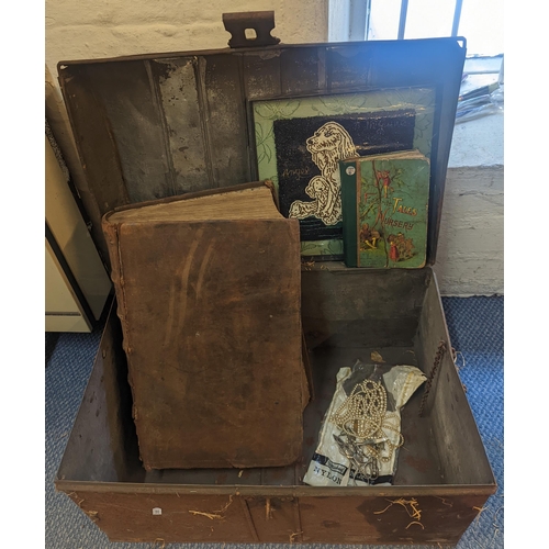 299 - A mixed lot to include a 1807 Christians Family Bible, a vintage book, pictures of a dog and mixed a... 