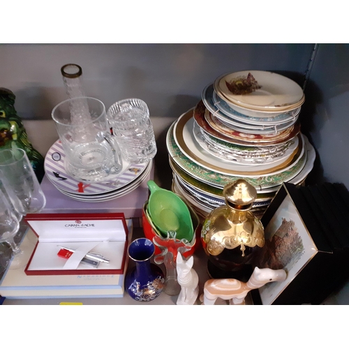 398 - Mixed household items to include champagne flutes and collectors plates 
Location: 4:5