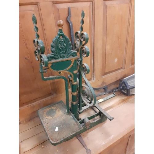 448 - A set of Victorian green painted weighing scales together with a wall hanging lantern
Location: A2B