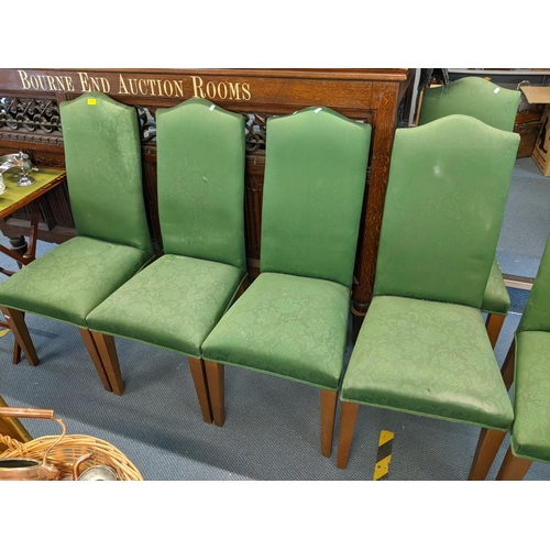 456 - A set of six reproduction high back dining chairs on tapering legs
Location: ROS