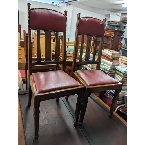 438 - A set of eight Art Nouveau mahogany and leather upholstered dining chairs
Location: G