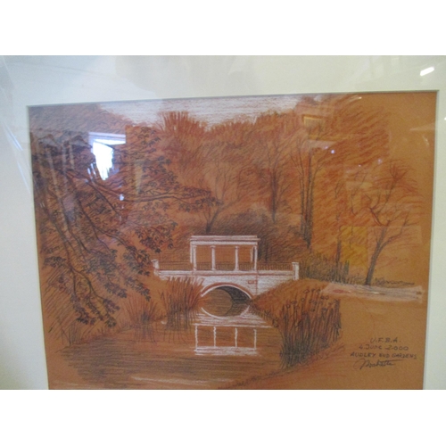 85 - Jean Claude Rochette - U F B A 4 June 2000 Audley End Gardens - a pencil and crayon drawing of a gar... 