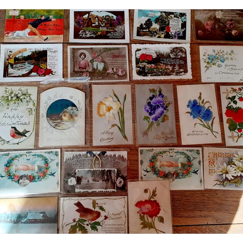 195 - A quantity of early 20th Century greetings postcards, 1906-1930, to include birthdays, Valentines Da... 