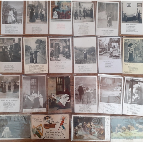 201 - A quantity of early 20th Century greetings postcards and poetry postcards,1909-1940, some franked wi... 