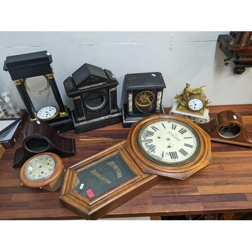 186 - The component parts of clocks and cases to include mainly early 20th century examples, three Chinois... 