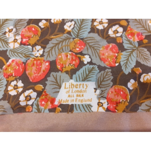 26 - Liberty-A vintage scarf having a brown border surrounding images of strawberry plants; strawberries,... 