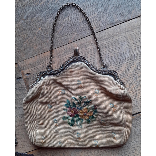 50 - Two early 20th Century evening bags and two purses to include chain examples together with 2 vintage... 