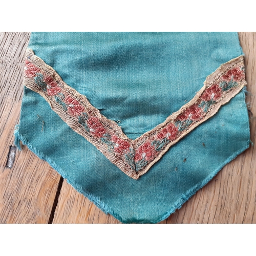 62 - A 19th Century Chinese Qing Dynasty green silk ground belt/sash finely embroidered in a satin stitch... 