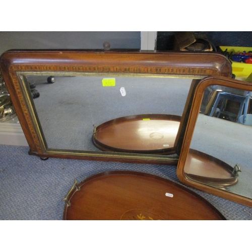 271 - A Victorian inlaid walnut small over mantel mirror with rectangular plate glass 44cm x 69cm, an Edwa... 