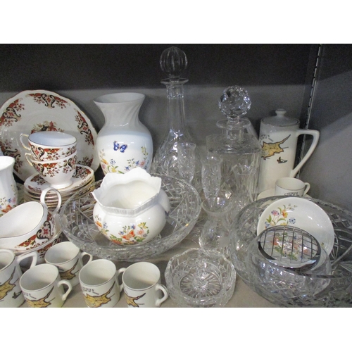 272 - A mixed lot of porcelain and glass table wares to include an Aynsley Cottage Garden part dinner serv... 