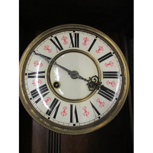 293 - A late 19th/early 20th century mahogany Vienna style regulator wall clock (with pendulum and key), a... 