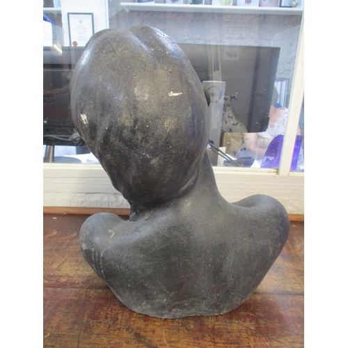 294 - Attributed to Christine Baxter 'Sun Worshipper' black finished reconstituted stone bust, 44cm high L... 