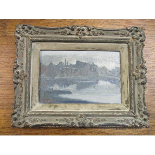 66 - James Dring 1905-1985 - Sketch for Mortlake circa 1962, oil painting on board, signed, 14 x 21cm, or... 