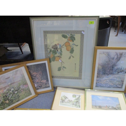 68 - A quantity of framed and glazed prints and watercolours to include a watercolour signed Philip Allco... 