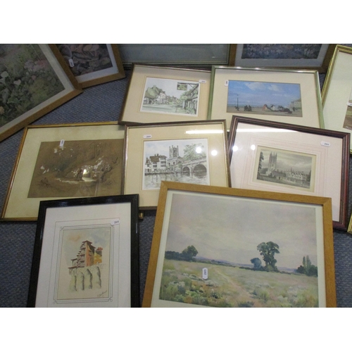 68 - A quantity of framed and glazed prints and watercolours to include a watercolour signed Philip Allco... 