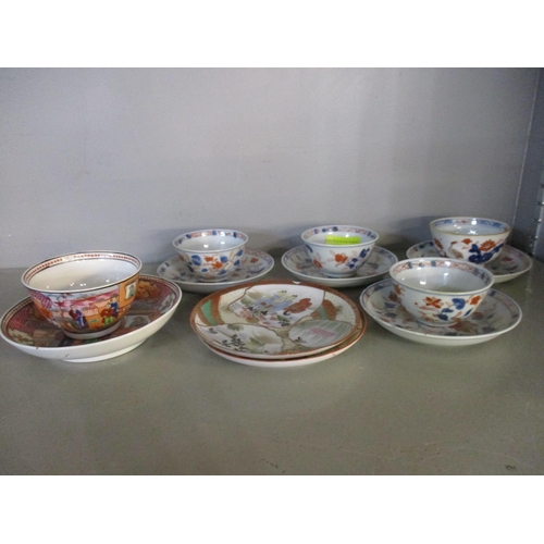 73 - 18th and 19th century ceramics to include four Chinese 18th century tea bowls and saucers, New Hall ... 