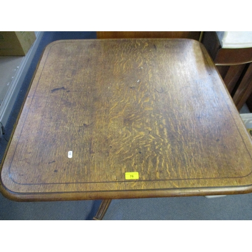 76 - A 19th century oak breakfast table, the square top with moulded round corners and edge, inlaid strin... 