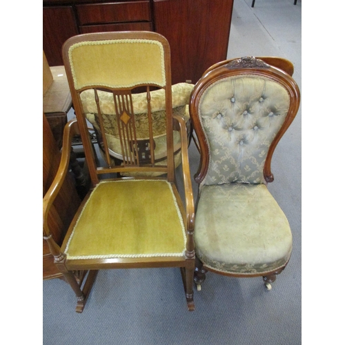 94 - A Victorian walnut spoon back chair of small proportions, a carved seated bedroom chair A/F, a late ... 