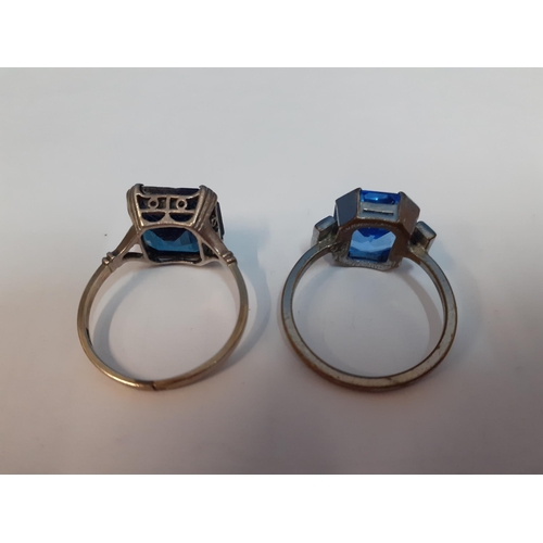 37 - Mixed costume jewellery to include a 9ct white gold ring with blue glass cabochon, total weight 3.3g... 