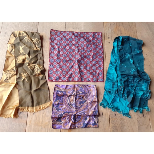 39 - A quantity of vintage fashion scarves to include chiffon, satin and silk examples together with a sm... 