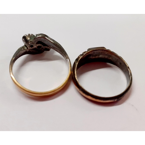 48 - Two 9ct gold and silver dress rings with paste stones. Location:RING