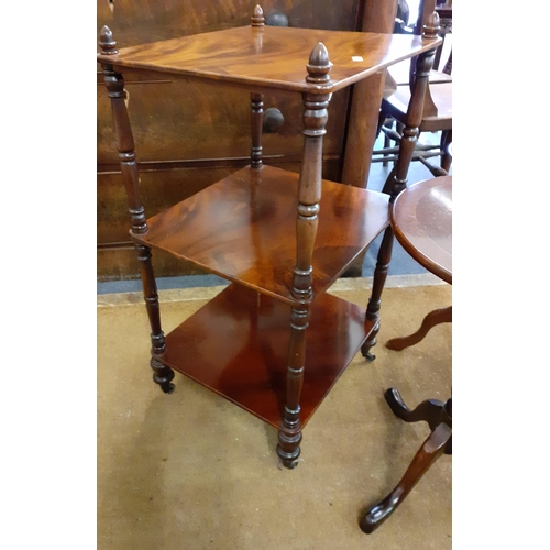 380 - Two reproduction wine tables and a mahogany three tier wotnot
Location: RWF/RAM