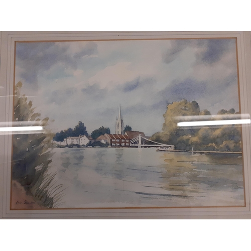 387 - John Stanton - Marlow Bridge and The Thames, a watercolour, 37cm x 26cm, signed lower left hand corn... 