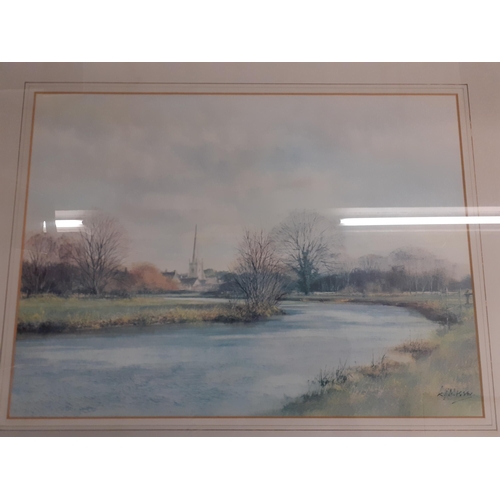 387 - John Stanton - Marlow Bridge and The Thames, a watercolour, 37cm x 26cm, signed lower left hand corn... 