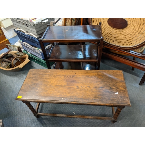 222 - Mixed furniture to include early 20th century head and footboard, trolley and coffee table
Location:... 