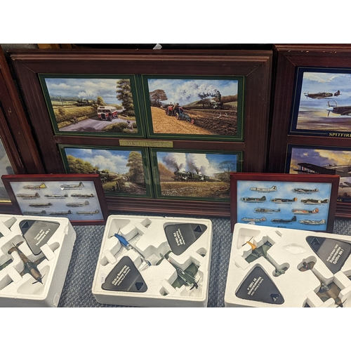 423 - A mixed lot of WWII aviation memorabilia to include Dan Brendan and Barry G Price porcelain plaques,... 