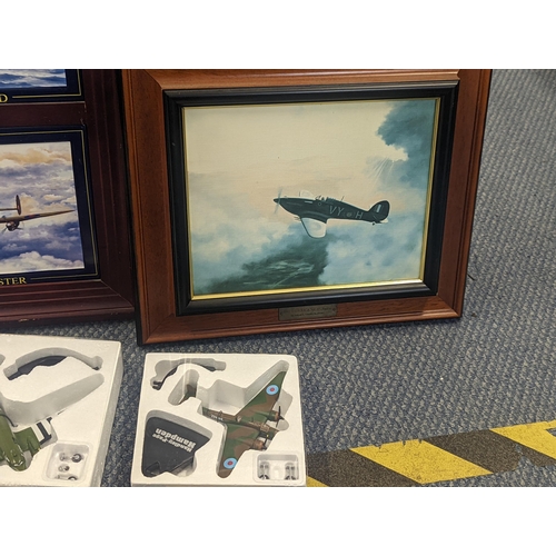 423 - A mixed lot of WWII aviation memorabilia to include Dan Brendan and Barry G Price porcelain plaques,... 