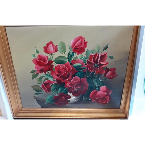 476 - Mary Brown - still life, oil on canvas, signed lower left hand corner in a gold painted frame 45cm x... 