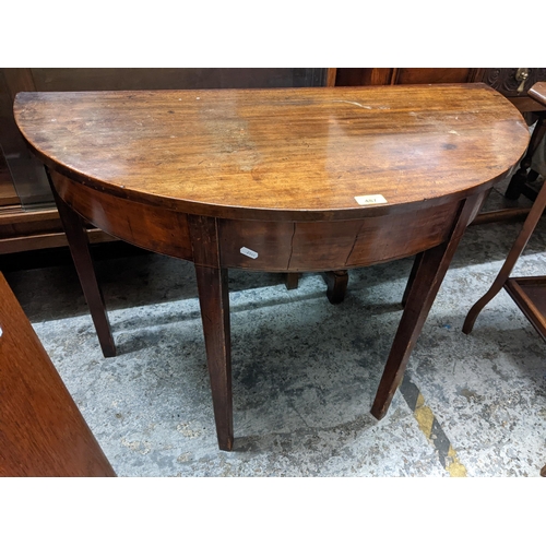 487 - A Georgian mahogany demi lune side table together with an octagonal toped occasional table
Location:... 