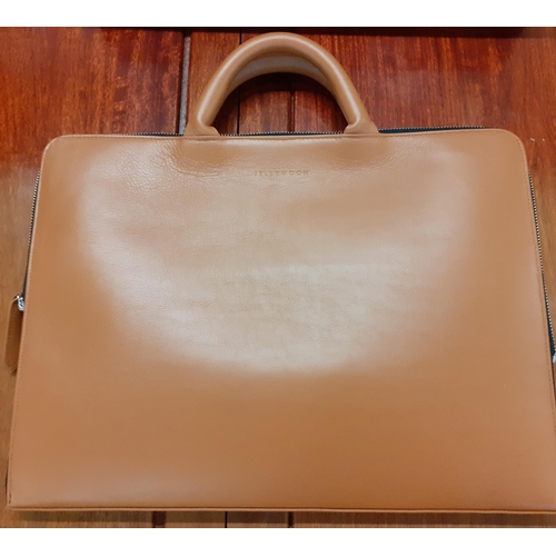 64 - A Spanish Jellymoon light tan leather attache briefcase/document bag, 40cm x 30cm with branded box. ... 